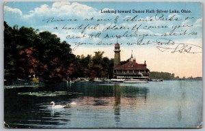 Vtg Silver Lake Ohio OH Looking Towards Dance Hall 1910s View Old Postcard