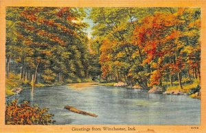 WINCHESTER INDIANA GREETINGS FROM POSTCARD 1940s