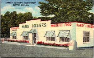 Linen Postcard Harry Collier's Restaurant US Highway 41 in Griffin, Georgia