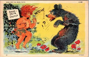 Comic Postcard Ray Walters Nudist Colony, Risqué Woman Bear PM Sandusky Ohio JH7