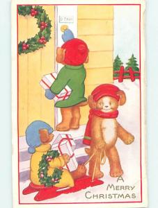 Pre-Linen christmas HUMANIZED DOGS IN CLOTHING DELIVER GIFTS BY SLED HQ7039