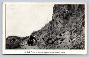 J86/ Snake River Idaho Postcard c1910 Bad Piece of Road Wagon  355