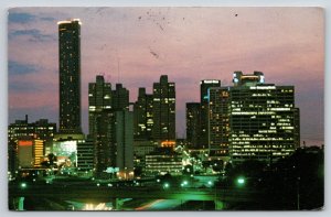 Atlanta Georgia~Downtown Skyline At Night~Glander Photo~PM 1981 Postcard