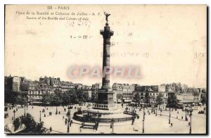 Postcard Old Paris Place de la Bastille and the July Column