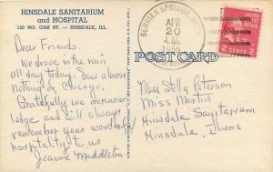 Birdseye View 1955 Hinsdale Illinois Sanitarium Hospital Teich postcard 5866