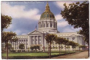 City Hall, Civic Center, San Francisco, California, Antique Postcard