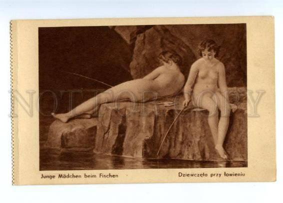 149367 NUDE Nymph MERMAID Fishermen FISHING vintage SALON PC