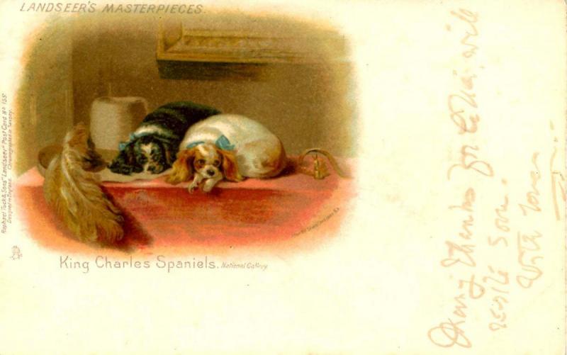 King Charles Spaniels - Artist Signed: Sir Edwin Landseer