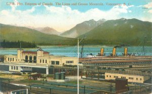 Vancouver Canada Pier Empress of Canada, Lion & Grouse Mtn Litho Postcard Unused