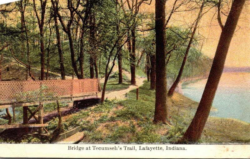 Indiana Lafayette Bridge At Tecumseh's Trail 1910