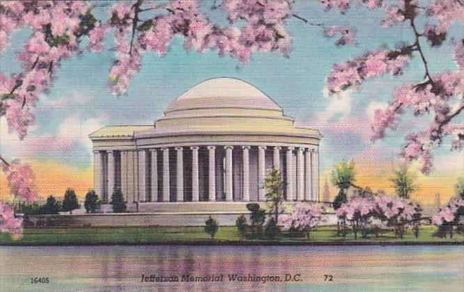 Washington D C The Jefferson Memorial With Cherry Blossoms