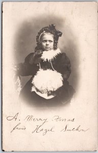 Little Girl Toddler Photo Holiday Attire Christmas Postcard