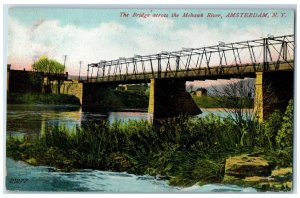 c1910 Bridge Across Mohawk River Amsterdam New York NY Vintage Antique Postcard 