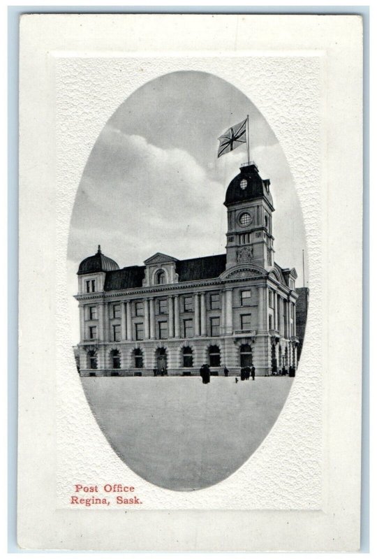c1910 Post Office Regina Saskatchewan Canada Embossed Antique Postcard