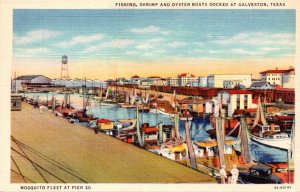 Texas Galveston Docked Fishing Shrimp and Oyster Boats Curteich