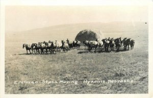 Postcard RPPC 1950s Nebraska Hyannis Edelman stock moving NE24-3505