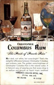New York City NYC NY Herzog's Liquor Store Christopher Columbus Rum Ad PC