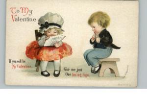 CLAPSADDLE VALENTINE Little Girl w Lady's Fan c1910 PC