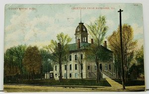 Kankakee Illinois Greetings from the Court House 1908 to Harlem Ill Postcard I5