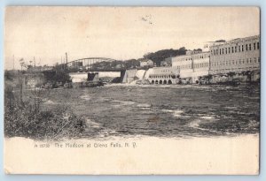 Glen Falls New York NY Postcard The Hudson River Bridge Buildings 1906 Antique