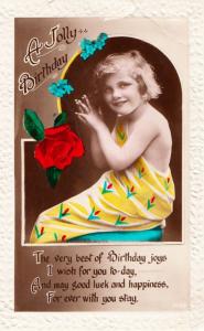 Yellow Convict Prison Arrows Dress Antique Childrens Fashion Birthday Postcard