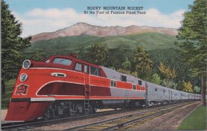 Postcard Rock Island Railroad Train Rocky Mountain Rocket Foot Pike's Peak