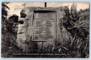 c1940 Confluence Pennsylvania PA Postcard Monument Revolutionary War Veterans