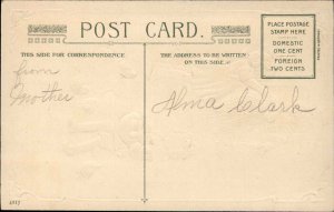 EASTER GREETINGS Chlidren Gather Eggs & Chicks c1910 Postcard