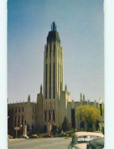 Unused 1950's OLD CARS & METHODIST CHURCH ON BOSTON AVENUE Tulsa OK Q0489