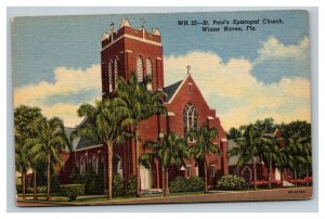 Vintage 1940's Postcard St. Paul's Episcopal Church Winter Haven Florida