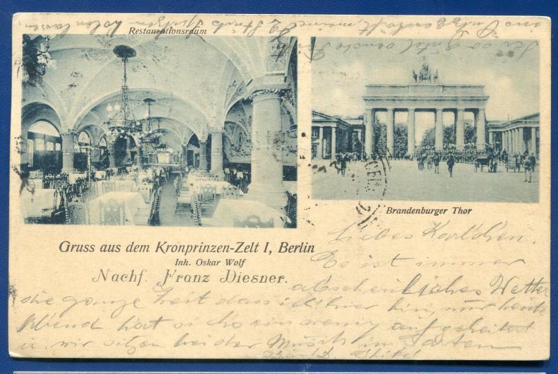 Gruss aus dem Kronprinzen-Zelt Berlin mailed to Rome Italy postcard