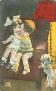 C-1910 Children Romance Dog comic Humor Artist impression Postcard 21-13544