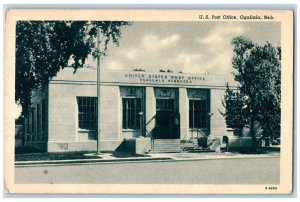 Ogallala Nebraska NE Postcard US Post Office Building Street Scene 1945 Vintage