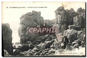 Old Postcard Croisic Rocks On The Grande Cote