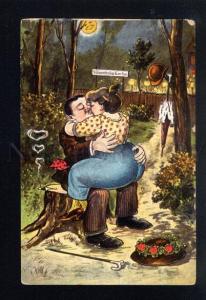 045117 Romantic Lovers & Smiling MOON vintage COMIC