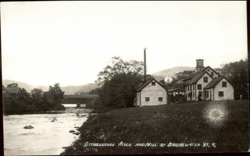 Mill & River at Bridsgewater VT Real Photo Card - Blank Backside