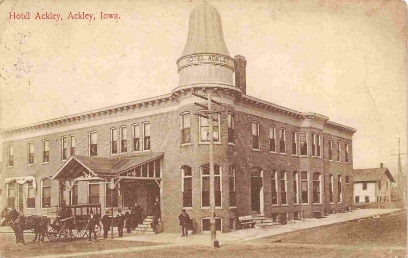 Hotel Ackley Ackley Iowa 1912 postcard