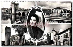 Postcard Old Saint Jacques Parthenay turn up the Holy Cross Church Flag Clock...