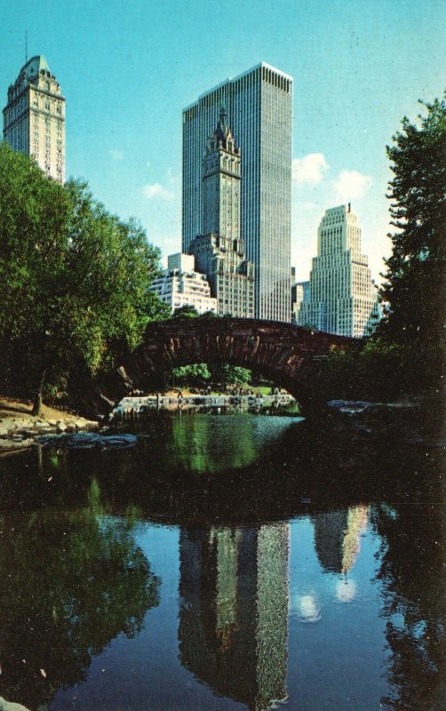 Postcard Central Park Fifth Avenue Hotels General Motors Buildings New York City