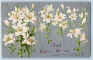 1909 Easter Wishes Lilies Flowers Winsch Back St. Joseph Missouri MO Postcard