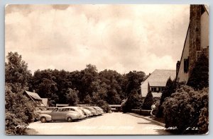 RPPC~Angola Indiana~Pokagon State Park~Potowatomi Inn St View~Cars~1942 Postcard