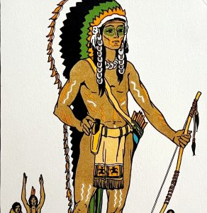 Native American Lithograph 1924 Art Print Little Sally Dutcher Ephemera DWS3C