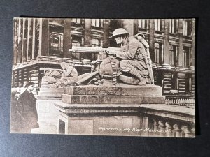 Mint England RPPC Postcard Portsmouth War Memorial Military Soldier Machine Gun