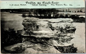 Profile on Pulpit Rock, Illini Camp, La Salle Co. IL Vintage Postcard C45