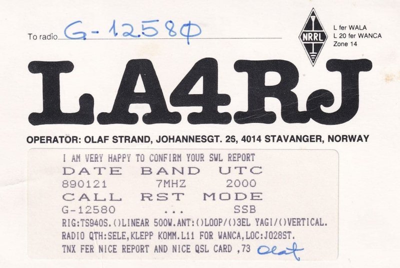 Stavanger Norway Radio QSL Card