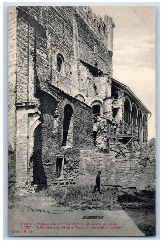 Ghent Belgium Postcard Castle of the Counts Dungeon and Eastern Annex c1910