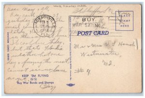 1943 Boy Airplane Pilot Hostess WW2 Soldier Mail Jacksonville FL Posted Postcard 