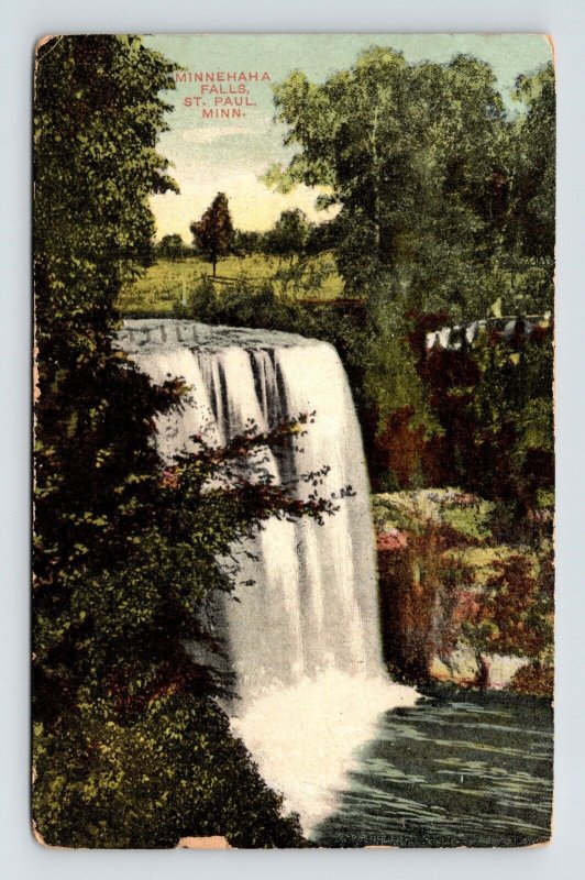 Minnehaha Falls St Paul Minnesota MN Antique Postcard PM Cancel WOB Note DB 