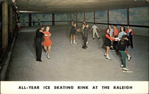 SOUTH FALLSBURG NY The Raleigh INDOOR ICE SKATING RINK Old Postcard