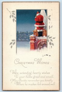 1923 Christmas Wishes Santa Claus With Sack Of Toys Rochester NY Posted Postcard